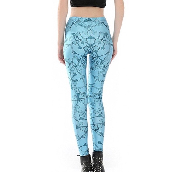 Cotton/Spandex Leggings with Bone/Skeleton Pattern - Picture 3 of 7